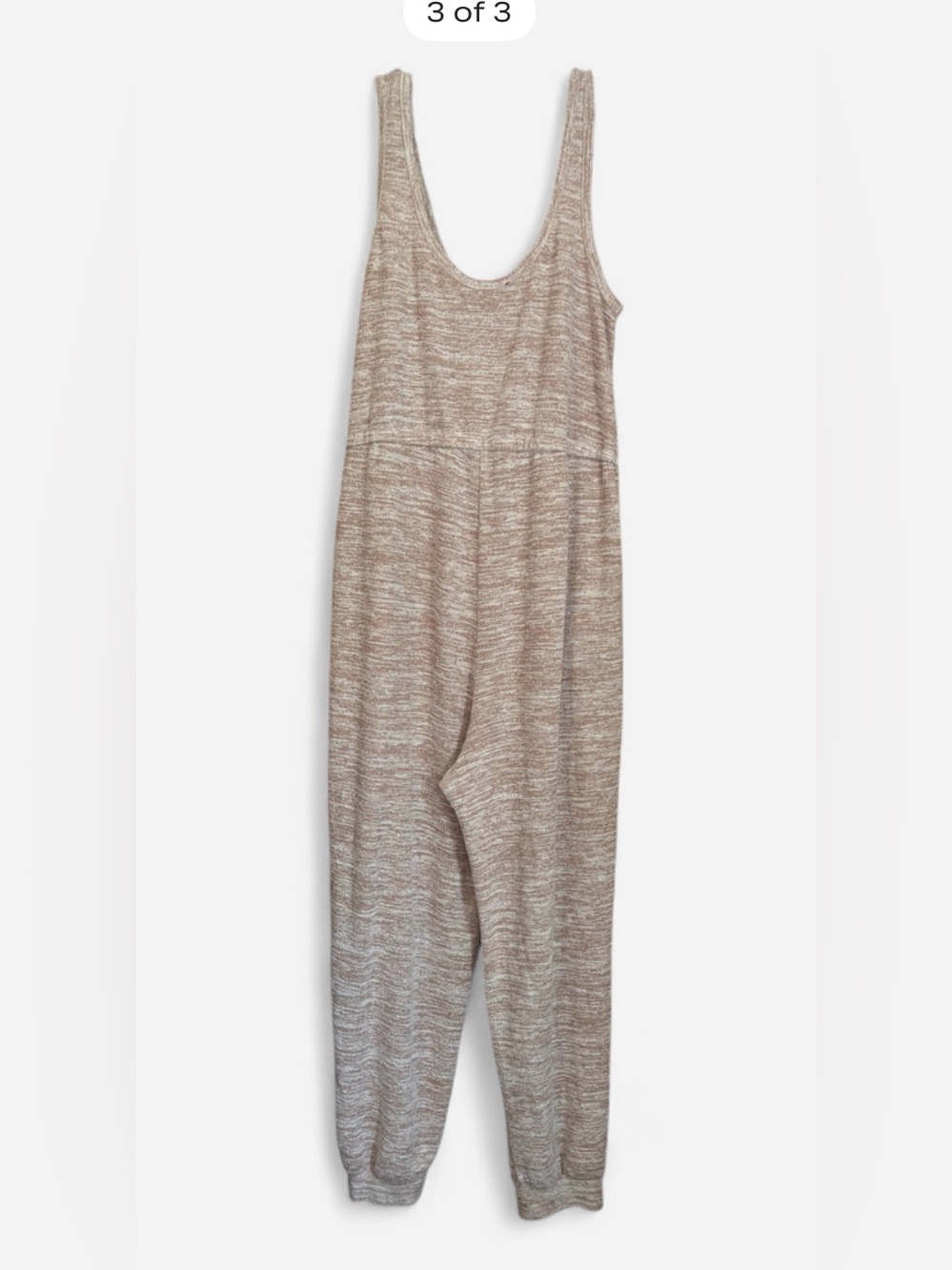 Eloquii Sleeveless Taupe Heathered Knit Jumpsuit 14/16